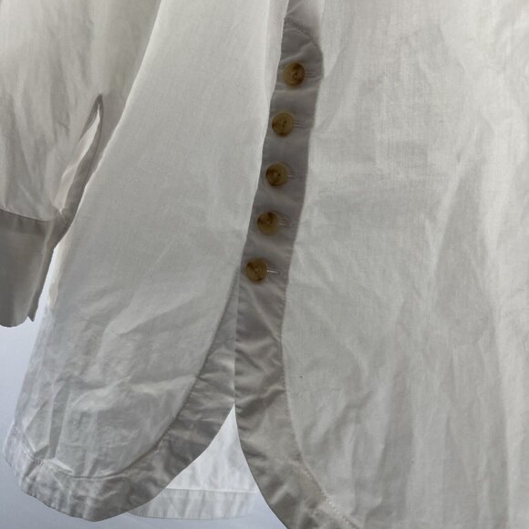 Talbots Women's Top Plus 2X Solid Bright White Button Accents Button Up Tunic - Picture 9 of 12